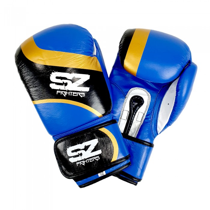 SZ Fighters - Боксови ръкавици Естествена кожа - Warrior - Blue​